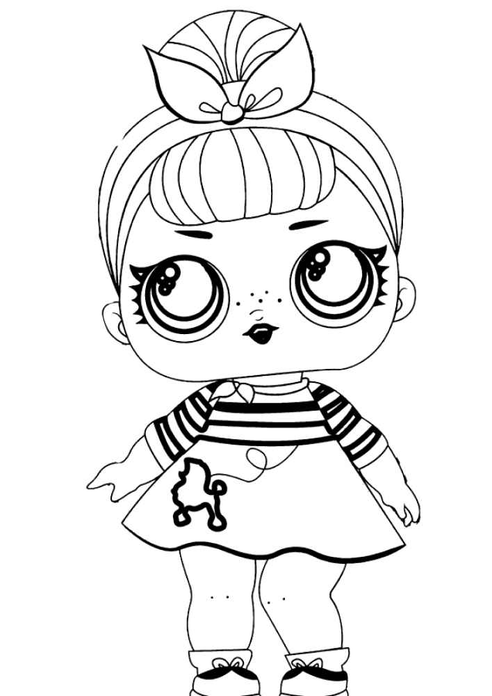 Coloring page A doll with her hair tied up Print